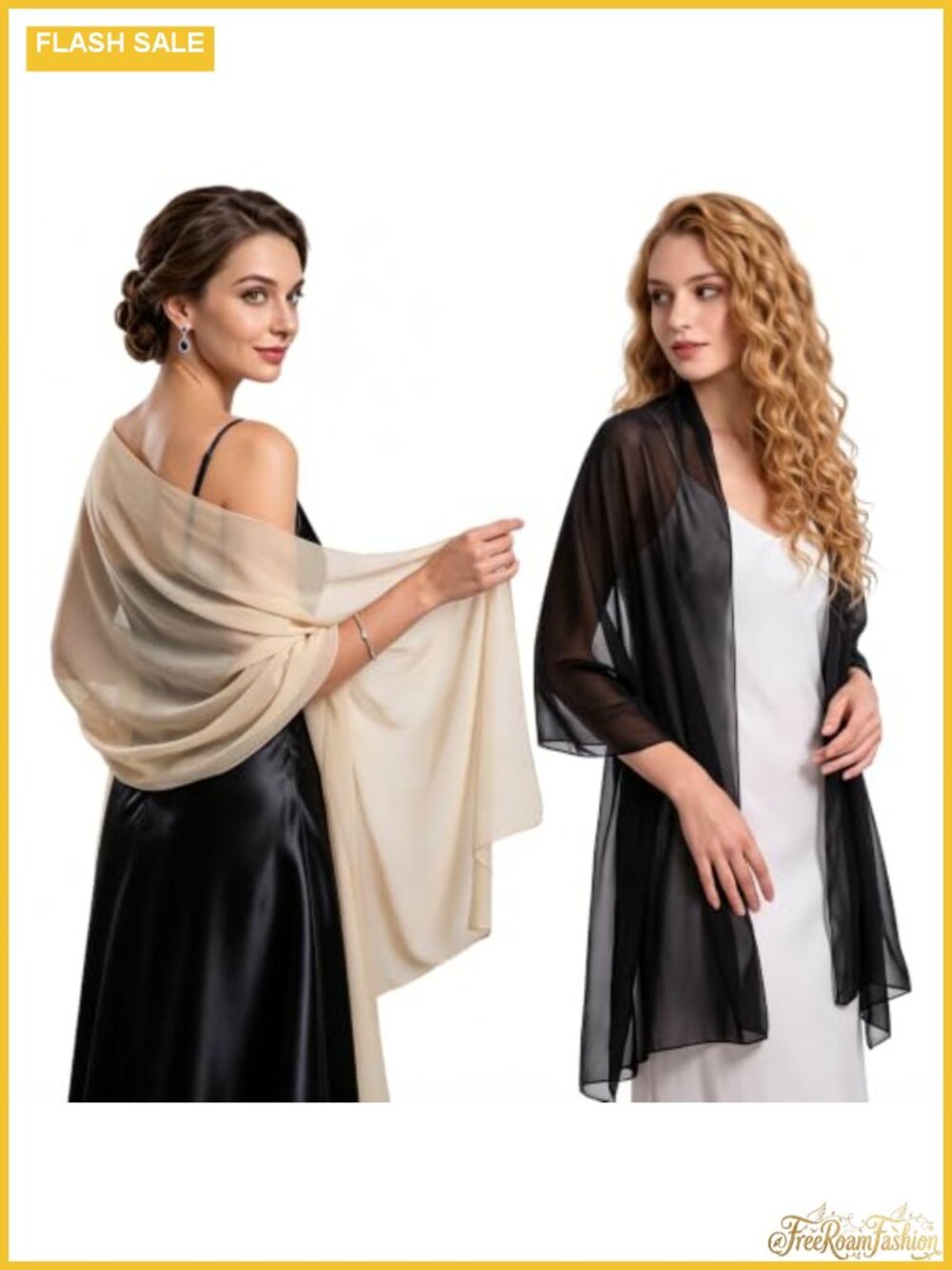 2 Pack Women Chiffon Shawl Wrap Cover Up Wedding Evening Party Formal